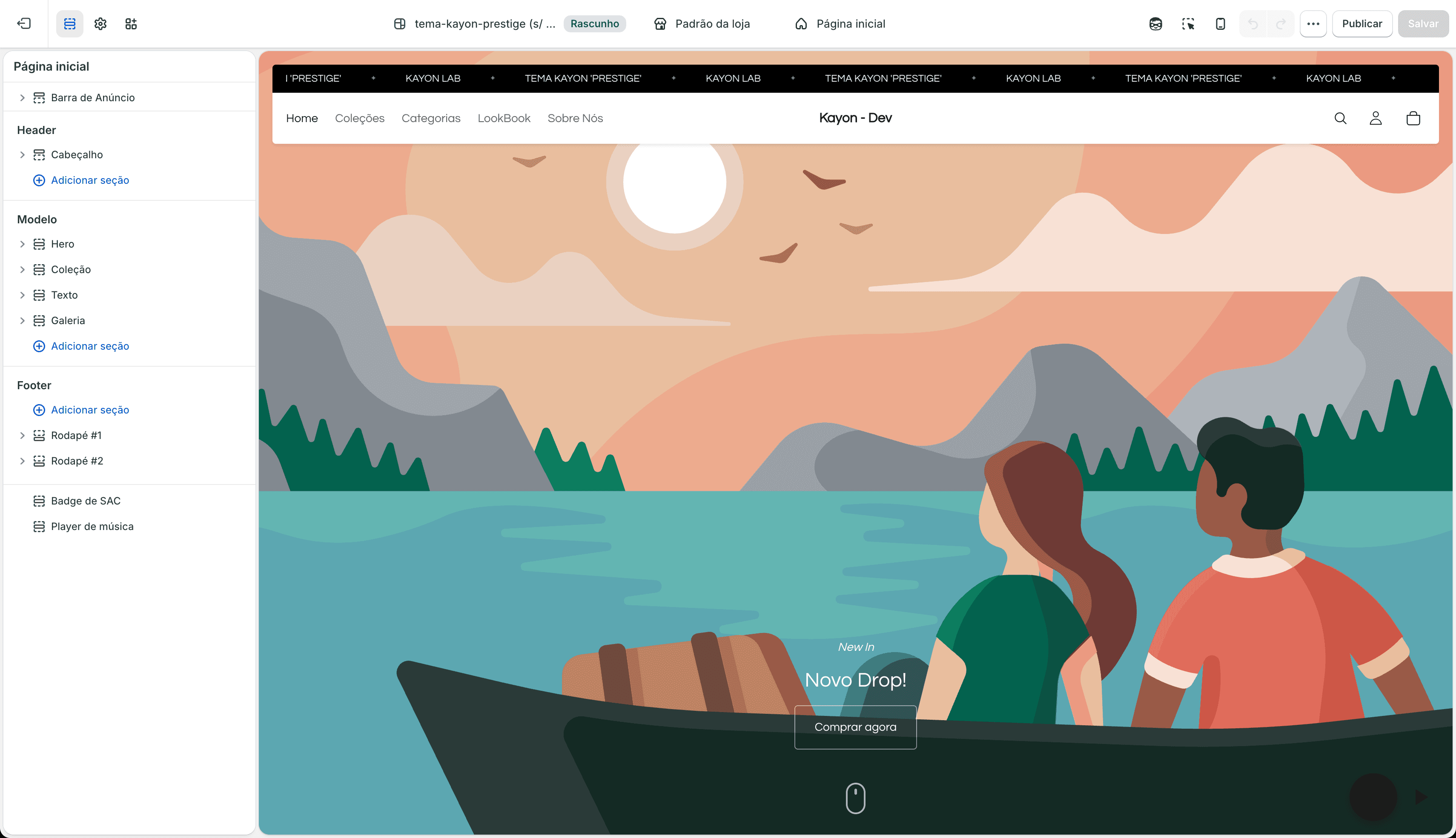 Editor de temas da Shopify